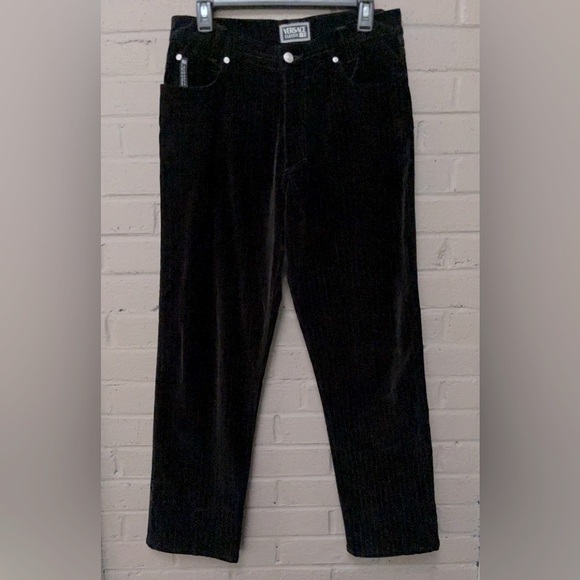 Versaceblack pinstripe velvet pants 32-29